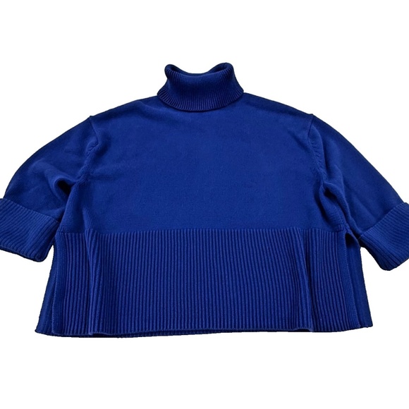 GAP Benton Turtleneck Sweater Boxy Split Hem; Blue; Women's Size Medium - Picture 1 of 6